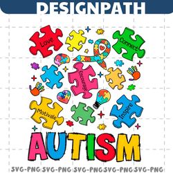 Autism Awareness Love Connect Puzzle Pieces PNG