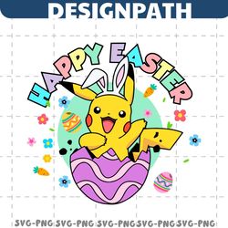 Pikachu Bunny Ear Happy Easter SVG