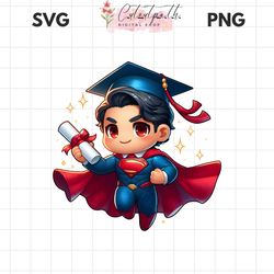 Retro Superhero Cartoon Graduation PNG