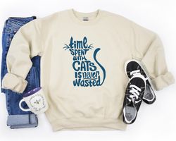 Time Spent With Cats Is Never Wasted T-Shirt, Gifts For Cat Owners, Cat T-Shirt, Gift For Her