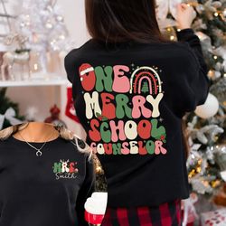 Custom School Counselor Christmas Shirt, Merry Counselor Shirt, Counseling Crew Tshirt, Gift For Her