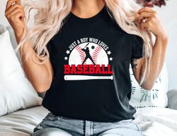 baseball t-shirt, just a boy who loves baseball t-shirt, cute cartoon baseball graphic tee
