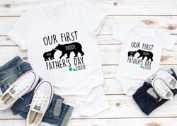 first father's day shirts, bear matching dad and baby shirt and bodysuit, father's day gift