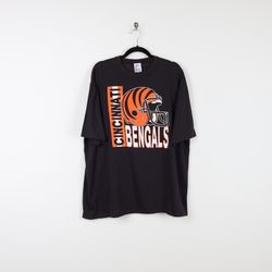vintage 80s cincinnati bengals black orange football graphic print tee