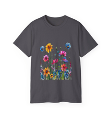 Colorful Wild Flowers Shirt for Women, Elegant Wildflower T-Shirt, Botanical Floral Tee, Nature Lover's Dream