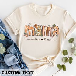 personalized gift for mom shirt, boho floral mama mom