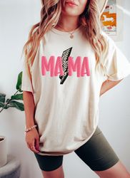 Leopard print Lightning bolt Mama shirt, Mothers Day Shirt,