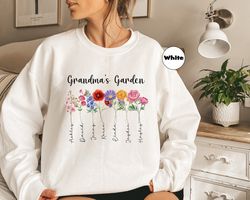 Custom Grandma's Garden Sweatshirt With Grandkids Name, Person