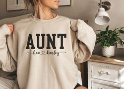 custom aunt sweatshirt with children names, aunt sweater, person