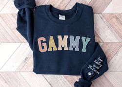 Personalized Gammy Sweatshirt with Kids Names on Sleeve, Cus