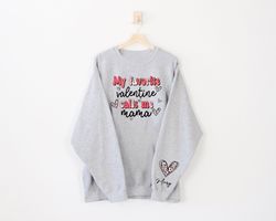 Personalized Valentine Mama Sweatshirt With Kids Name On Sle