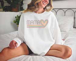 Rainbow Mama Heart Sweatshirt, Retro Mothers Day Hoodie, Gra
