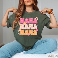 Retro Comfort Mama Shirt, Colorful Mama Tshirt, Boho Mom Tee