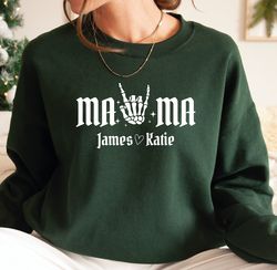 Personalized Mama Sweatshirt With Kids Names, Leopard Mama H