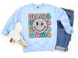 Smiley Face Mama Sweatshirt, Retro Mama Shirt, Mothers Day Gift