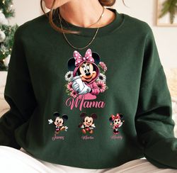 Personalized Minnie Mama Mouse Sweatshirt,Custom Kids Names Mama Tee,