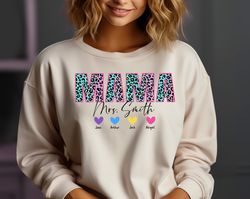 Custom Leopard Mama T-shirt, Mothers Day Tees, Grandmas Hearts Shirt