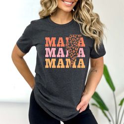 Retro Mama Shirt, Lightning Bolt Mama Shirt, Leopard Mom Life Shirt, M
