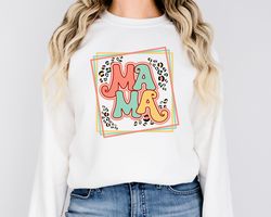 Retro Mama Sweatshirt, Leopard Mama Crewneck, Mom Life Sweatshirt, Motherhood Sweater, Cute Mom Sweatshirt