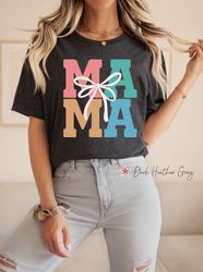Mama Coquette Shirt, Mom Ribbon T Shirt, New Mom Gift, Mama Bow Shirt