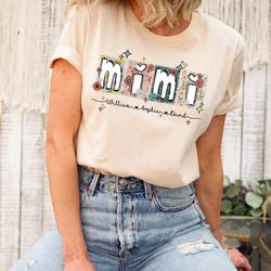 Custom Floral Mimi Shirt For Grandma, Mothers Day Gift For Mimi, Mimi Shirt For Birthday, Grandkids Names Custom Shirt