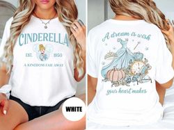 Two sided Disney Cinderella Est 1950 Comfort Colors Shirt, Vintage Cin