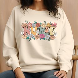 Wildflower Nurse Shirt, Registered Nurse Sweatshirt, Floral Nurse Shir