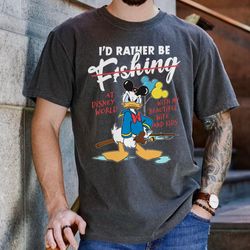 Retro Angry Donald Duck Dad Fishing Comfort Colors T-shirt, Funny Disney Dad Shirt, Fathers Day Gift, Daddy Birthday