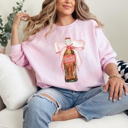 Classic Coke Pink Bow Sweatshirt, Regular Coca Cola Crewneck, Cola Lover, I Need A Coke, Funny Shirt,Coke Lover Sweater