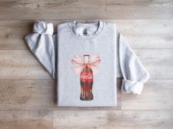 Coca Cola Pink Bow Sweatshirt, Coca Cola Crewneck, Coke Lover, Trendy Sweatshirt, Coca Cola Fan, Gift for Coke Drinker