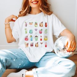 Cocktails Collection Unisex Shirt, Trendy Tee, Summer Oversized Tee, Summer Gift, Girly Aesthetic Vibes, Happy Hour