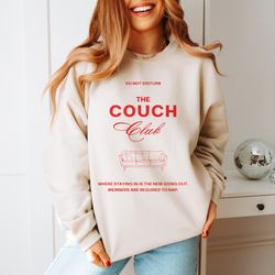 Couch Club Crewneck Sweatshirt, Trendy Crewneck, Vintage Retro Aesthetic Shirt, Oversized Shirt, Gift for Her, Cute Pull