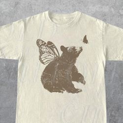 Bear With Butterfly Wings Vintage T Shirt, Retro 90s Bear Shirt, Butterly Retro Shirt, Funny Unisex Adult Bear Graphic