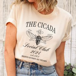 Cicada Social Club Shirt, Funny 2024 Cicada Swarm Graphic Unisex Jersey Shirt, Cicada Reunion Bug Humor Shirt
