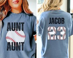 Custom Baseball Aunt Comfort Colors Unisex T-Shirt, Personalized Name and Number Baseball Season Family Shirt