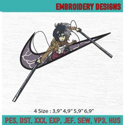 Mikasa Ackerman from Attack on Titan Anime Machine Embroidery Digitizing Design File