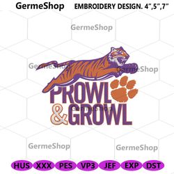 Clemson Tigers Prowl And Growl Logo machine Embroidery, Clemson Tigers Logo Embroidery Design