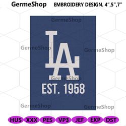 LA Logo Embroidery, MLB Los Angeles Logo Machine Embroiddery