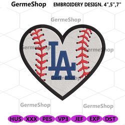 LA Symbol Logo Embroidery File, LA Baseball Heart Embroidery Download
