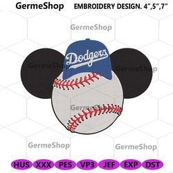 Dodgers Baseball Mickey Embroidery, Mickey Dodgers MLB Embroidery