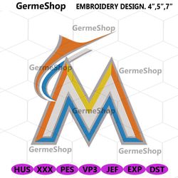 Miami Marlins Logo Embroidery File, Miami MLB Logo Design Embroidery