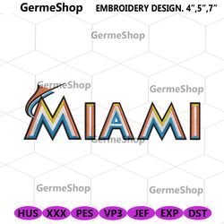 Miami Baseball Logo Embroidery Design, MLB Miami Embroidery Download
