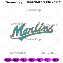 Marlins Logo Embroidery Digital File, Marlins Baseball Embroidery File