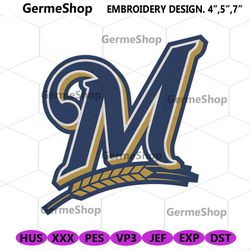 Milwaukee Brewers Symbol Logo Embroidery, Milwaukee MLB Embroidery File