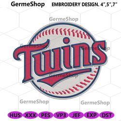 Twins Baseball Logo Machine Embroidery File, MLB Twins Logo Embroidery