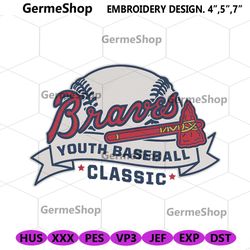Atlanta Braves Youth Baseball Classic Logo Machine Embroidery Digitizing