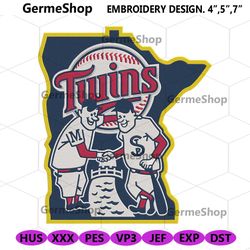 Minnesota Twins Shaking Hands Logo Machine Embroidery, Minnesota Shaking Hands Embroidery