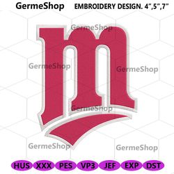 Minnesota Twins M Letter Logo Embroidery Download, Minnesota M Logo File