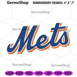 New York Mets Wordmark Logo Machine Embroidery, New York Mets Embroidery Design