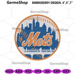Mets Baseball Logo Embroidery, Mets MLB Machine Embroidery